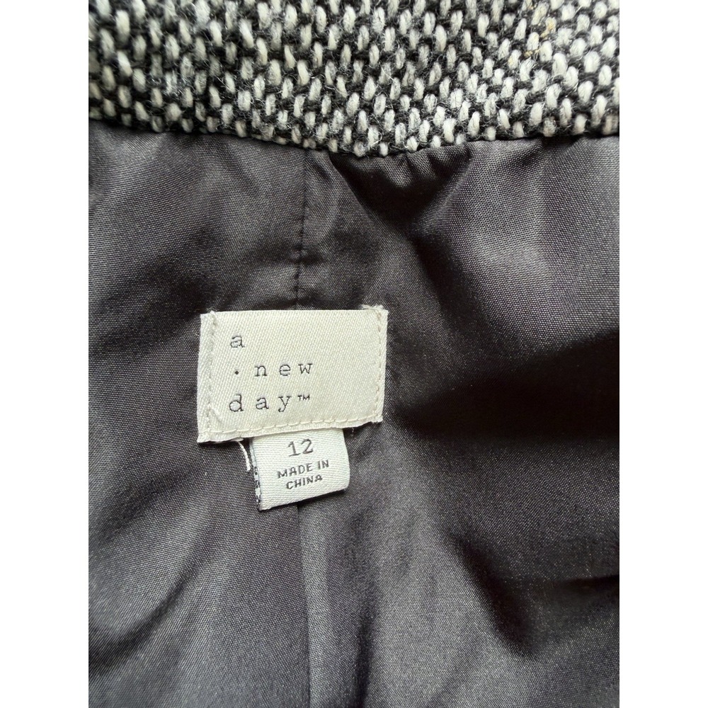 A New Day Women's Medium Tweed Blazer Brown Gray Wool Blend Front Pockets Jacket - Picture 5 of 8